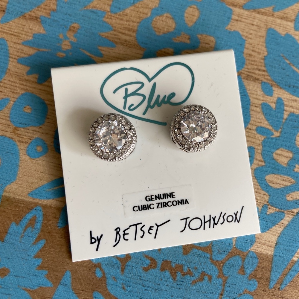 Betsey Johnson Round Crystal Pave Stud Earrings